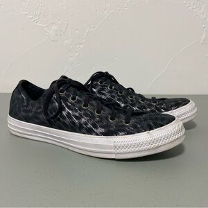 Converse All Start Animal Print Leopard Cheetah Women's 9.5 Black White Sneakers